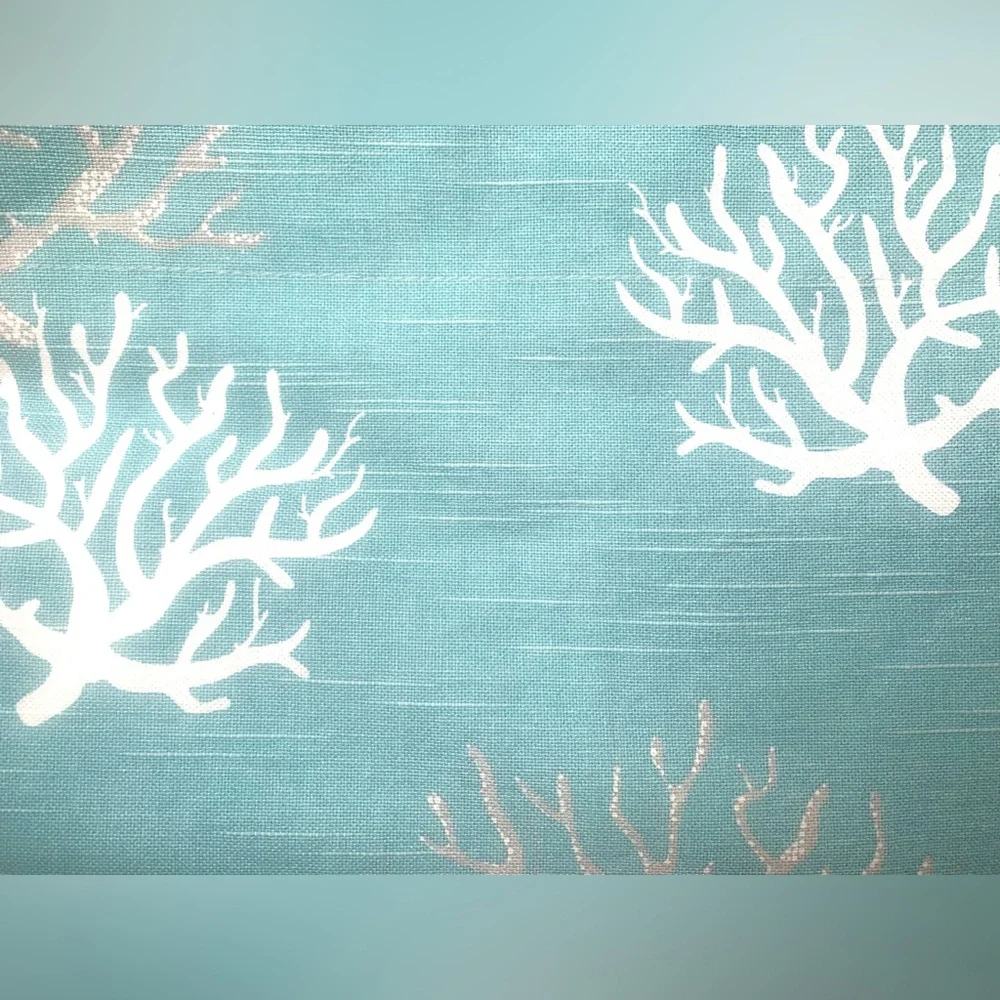 Captiva Shaped Rod Pocket Valance Victor Mill SeaCoral Design White Lining 50x17
